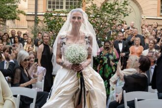 This Scandi Vogue Editor Wore a Custom Corset Gown and Miu Miu Ballet Flats for Her Stockholm Wedding