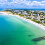 Lido Key Beach St Armands Circle Sarasota Florida Aerial Picture on Sunny Day with Calm Blue Water