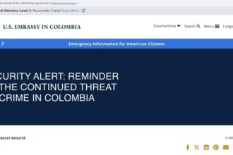 US Embassy in Colombia issues travel warning due to persistent crime