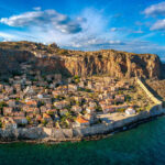 Panoramic Aerial View Of Monemvasia, Greece, South Eastern Europe