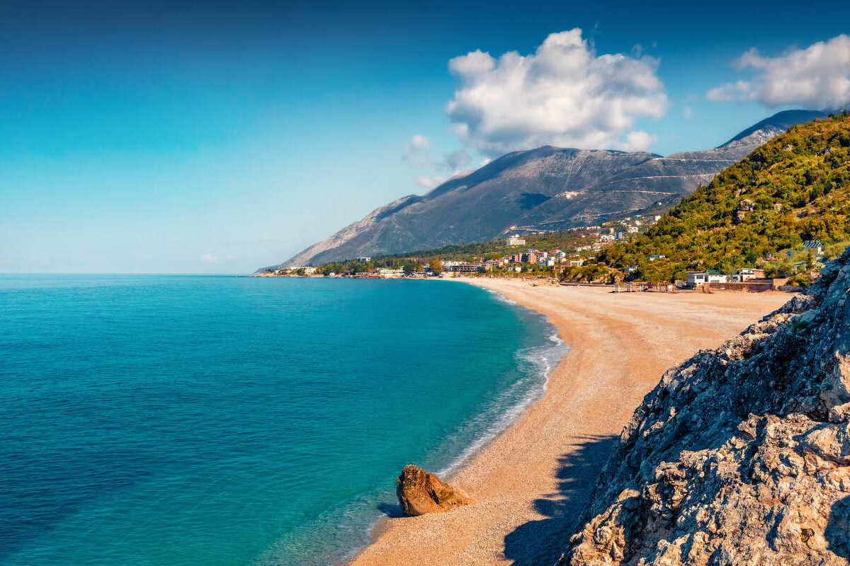 Panoramic View Of A Coastal Area In Albania, South Eastern Europe