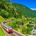 Intercity train at the Gotthard railway, switzerland