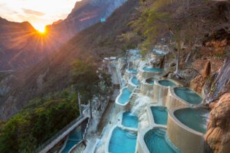 Cliffside thermal pools of Grutas Tolantongo