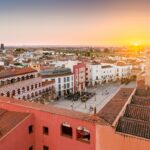 Sweeping views of Badajoz, Spain at sunset