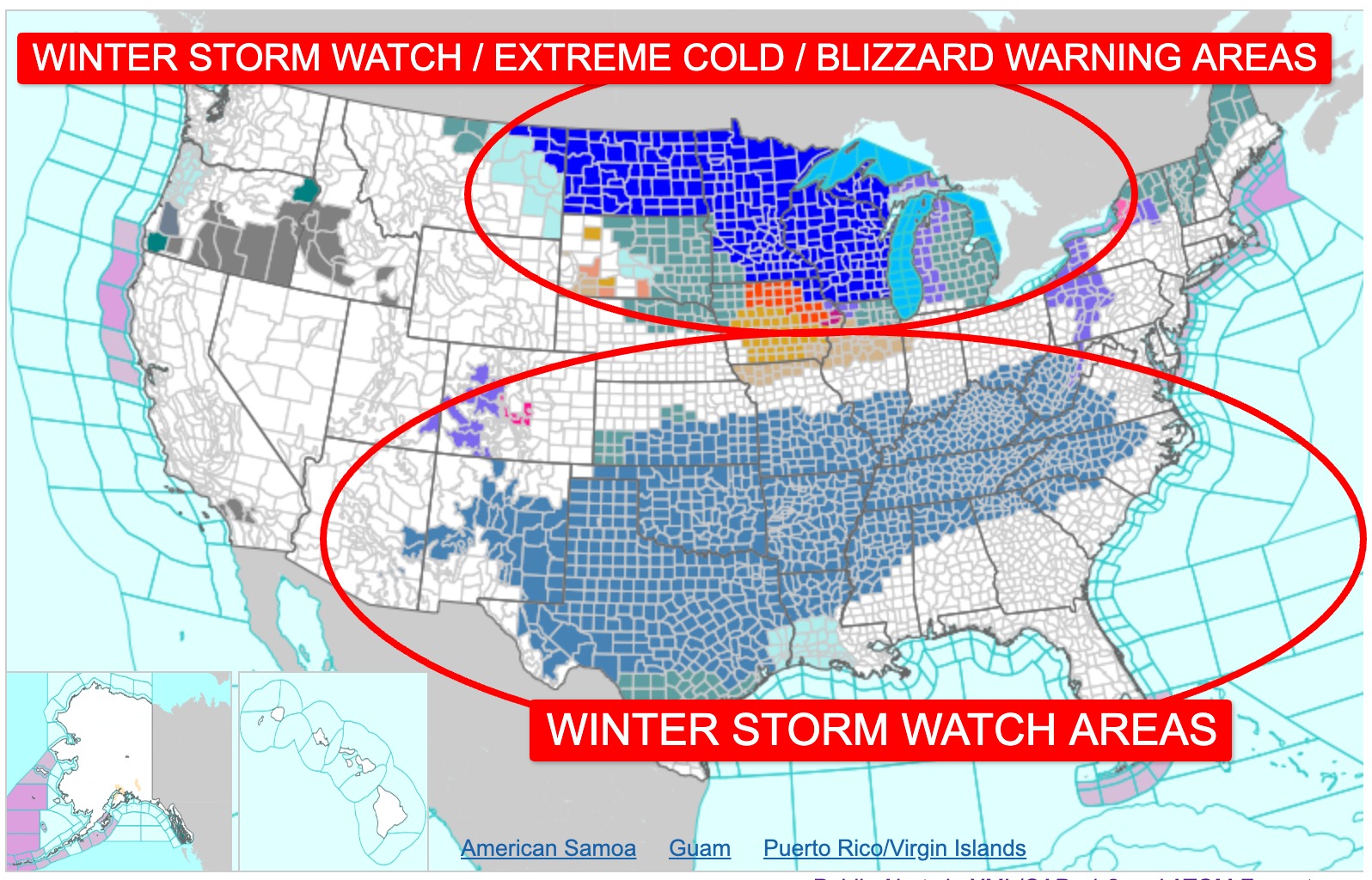 These US states are currently under Winter Storm Watch