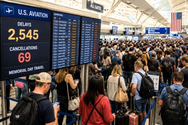 US Aviation Hit by 2,545 Delays and 69 Cancellations as Memorial Day Crowds Grow at Airports