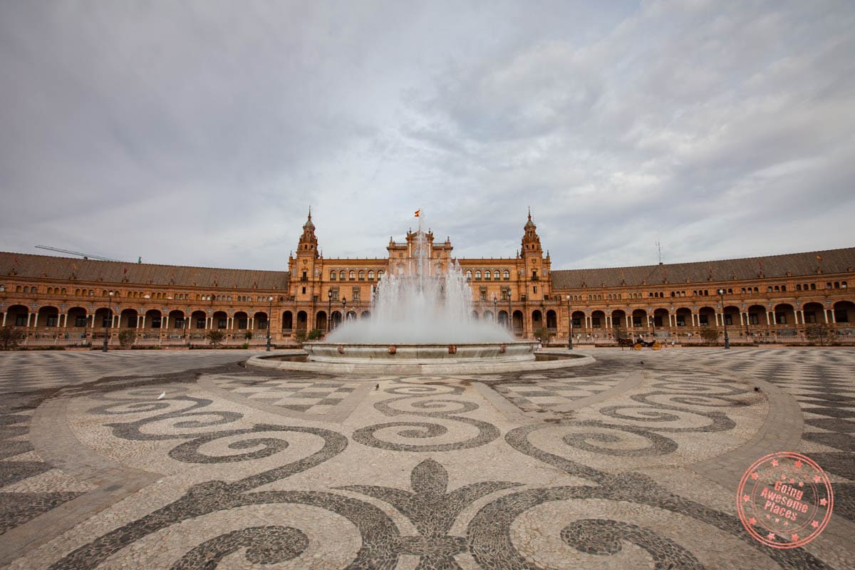 Seville Plaza de Espana architecture and fountain in Spain