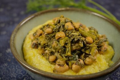 Beans and Greens over Polenta