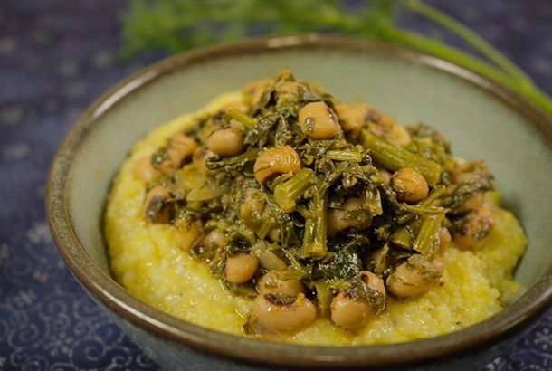Beans and Greens over Polenta