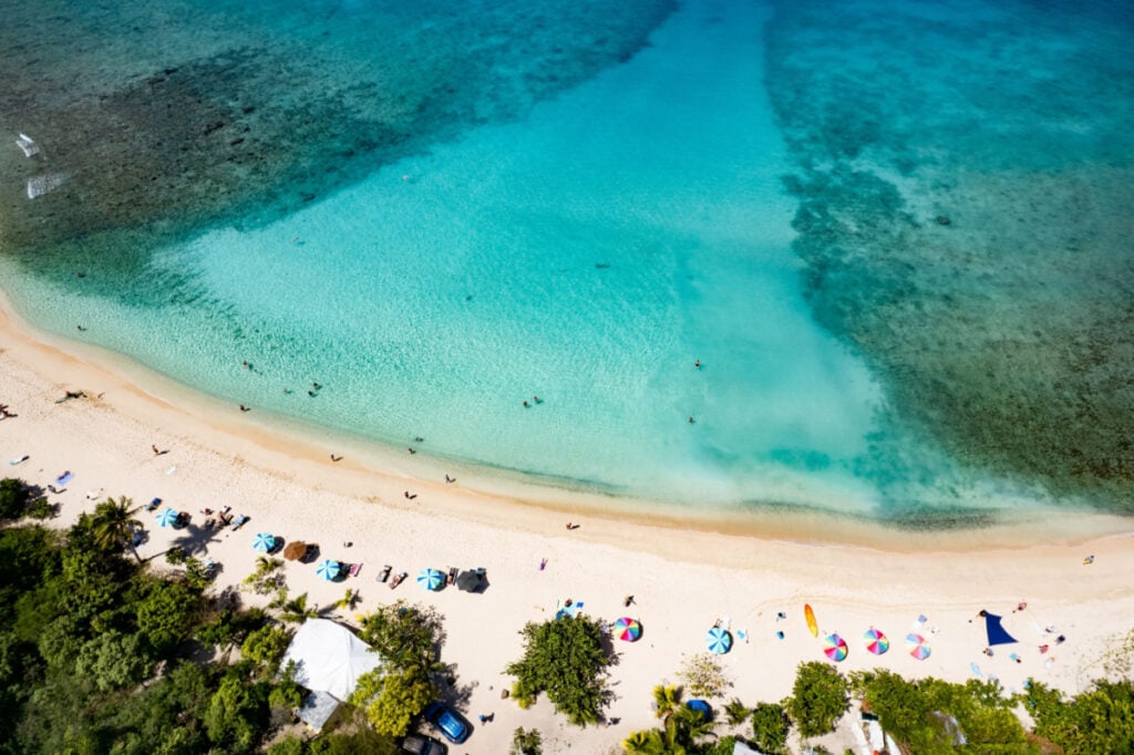 Aerial view of Smuggler's Bay beach in Tortola, British Virgin Islands