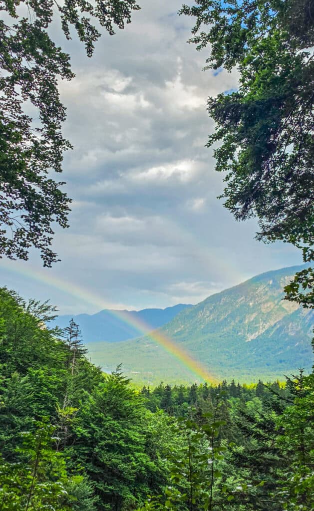 double rainbow on savica waterfall trail
