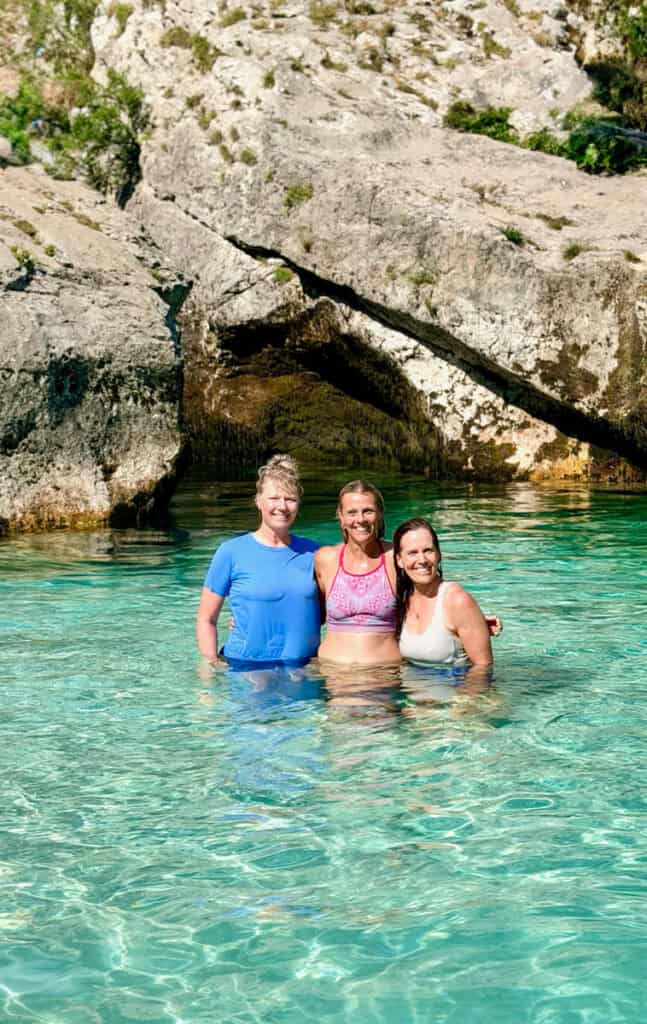 friends swimming in soca river