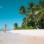 Woman on Caribbean beach