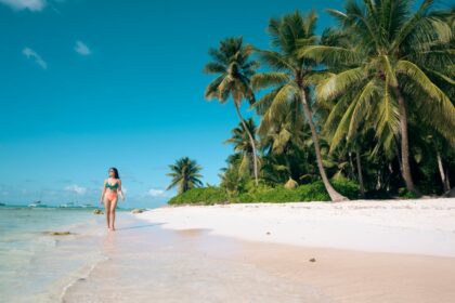 Woman on Caribbean beach