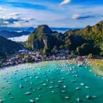 Aerial view of El Nido in the north of the Palawan Island, Philippines