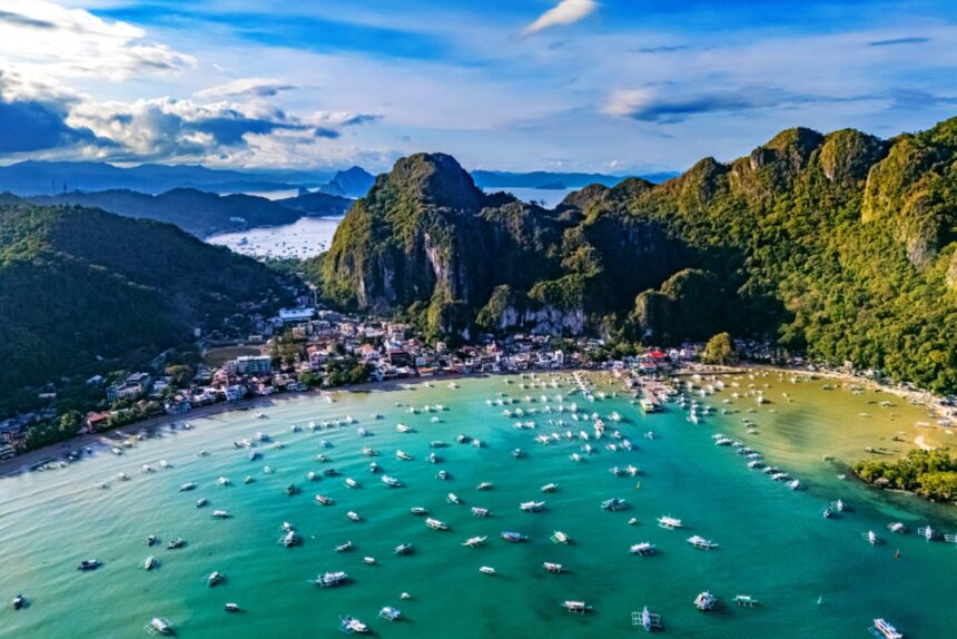 Aerial view of El Nido in the north of the Palawan Island, Philippines
