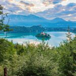 aerial view of lake bled and mountains from Mala Osojnica trail